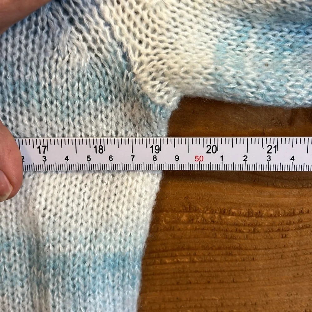 Gap Women Blue White Space Dye Ombre Crewneck Lightweight Knit Sweater S Seafoam - Picture 2 of 7
